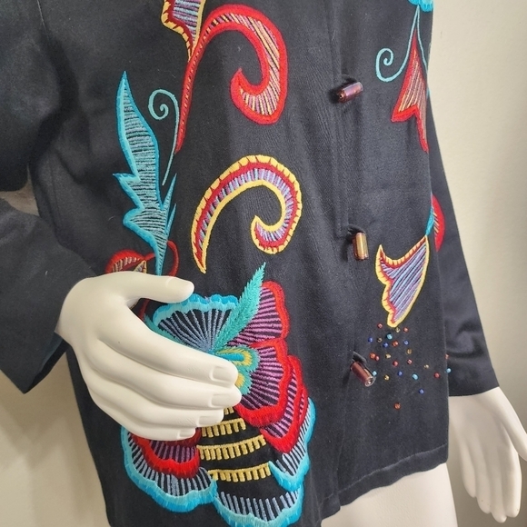 Alex Kim Boho Embroidered Black Jacket Size L - Picture 6 of 12